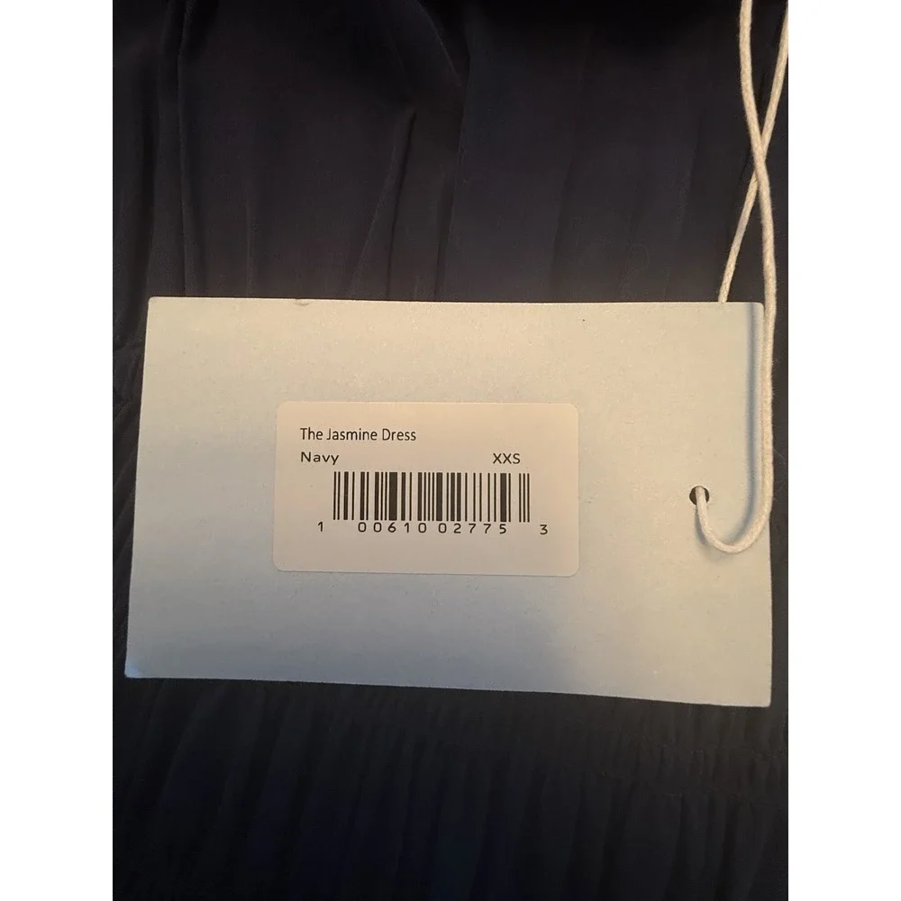 Hill House Home The Jasmine Nap Dress XXS Navy Blue Smocked Midi Long Sleeve NWT - Picture 11 of 13